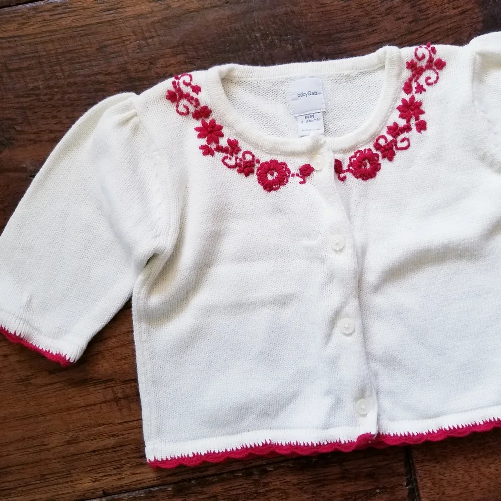 Baby gap embroidered button up sweater - Picture 1 of 5